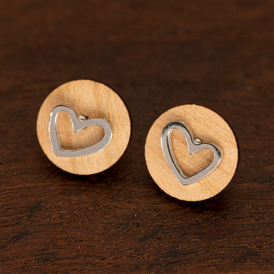Herzen Ohrstecker Holzschmuck aus Naturholz