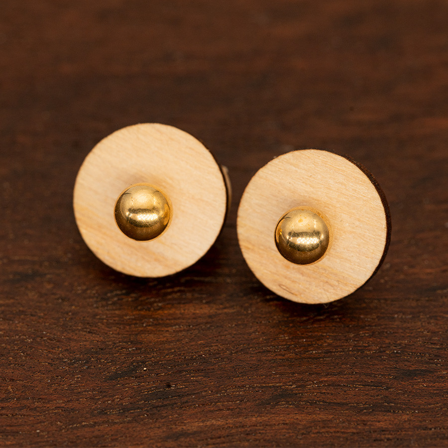 Kugel Ohrstecker Holzschmuck aus Naturholz