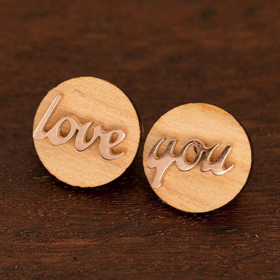 Love You Ohrstecker Holzschmuck aus Naturholz