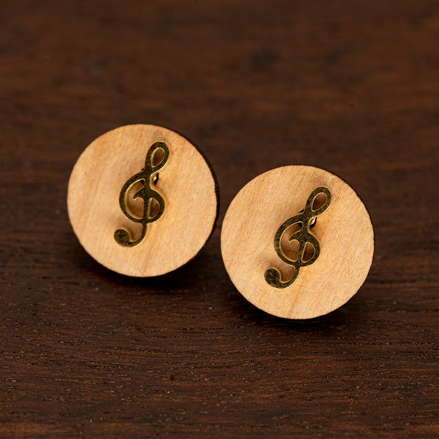 Notenschlüssel Ohrstecker Holzschmuck aus Naturholz
