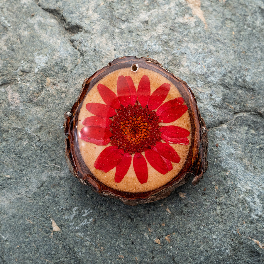 Zirbenblüte 5296 Kette Holzschmuck aus Naturholz