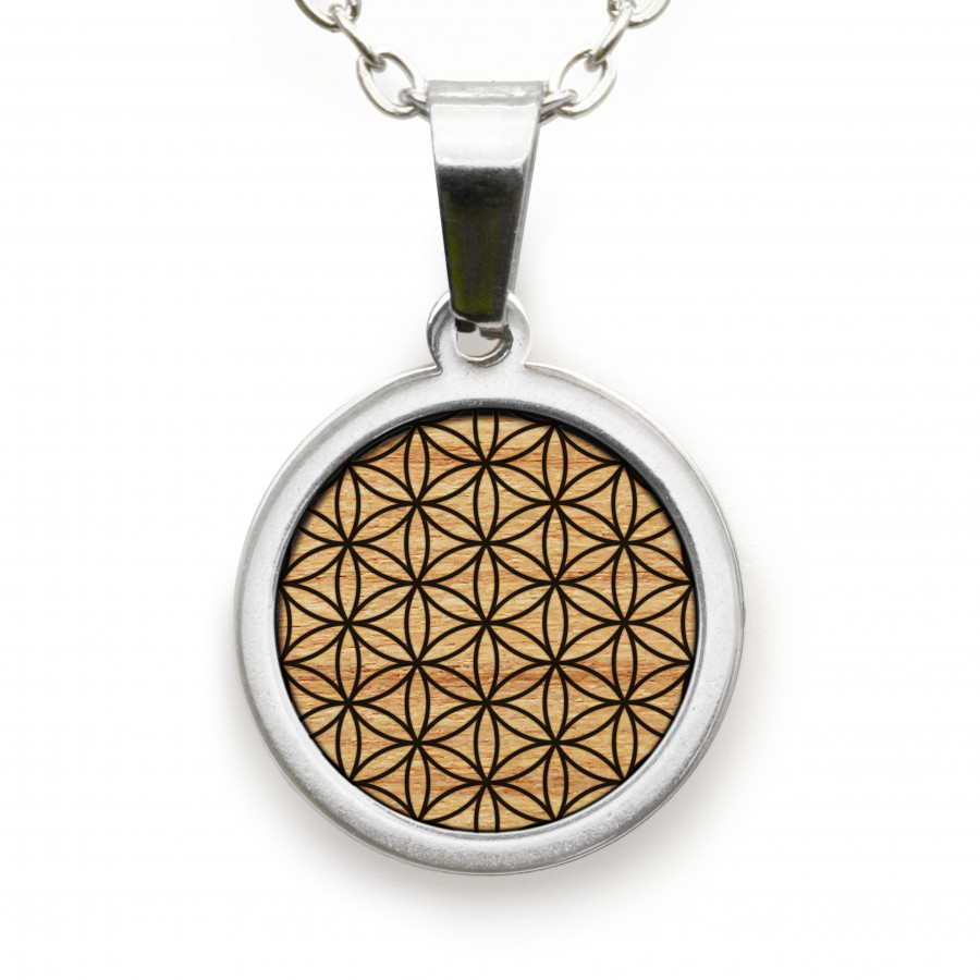 Blume des Lebens Kette Holzschmuck aus Naturholz