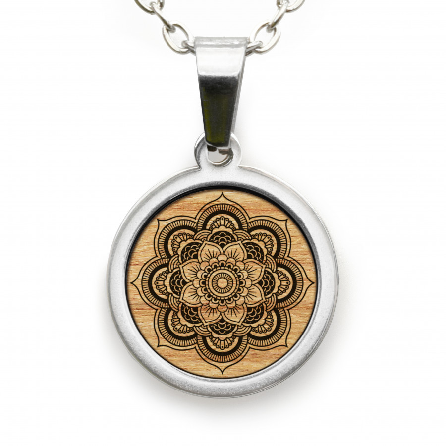 Mandala Kette Holzschmuck aus Naturholz