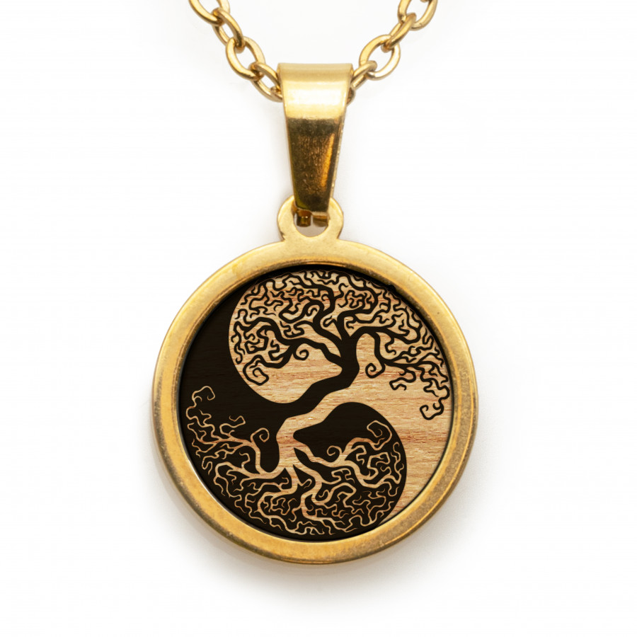 Yin Yang Kette Holzschmuck aus Naturholz