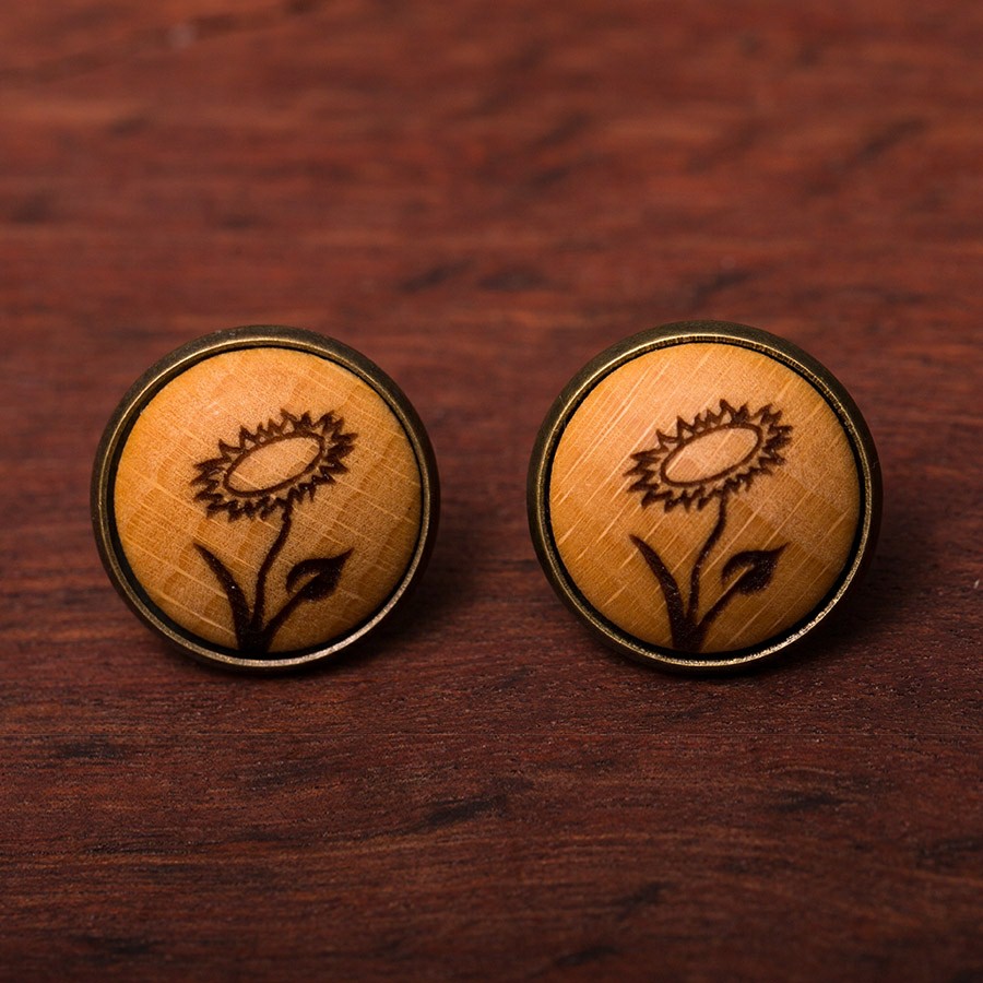 Vegan Blume Ohrstecker Holzschmuck aus Naturholz