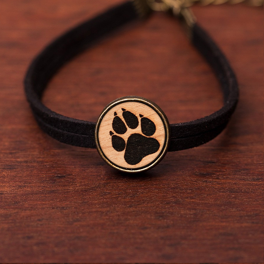 Pfote Hund Armkette Holzschmuck aus Naturholz