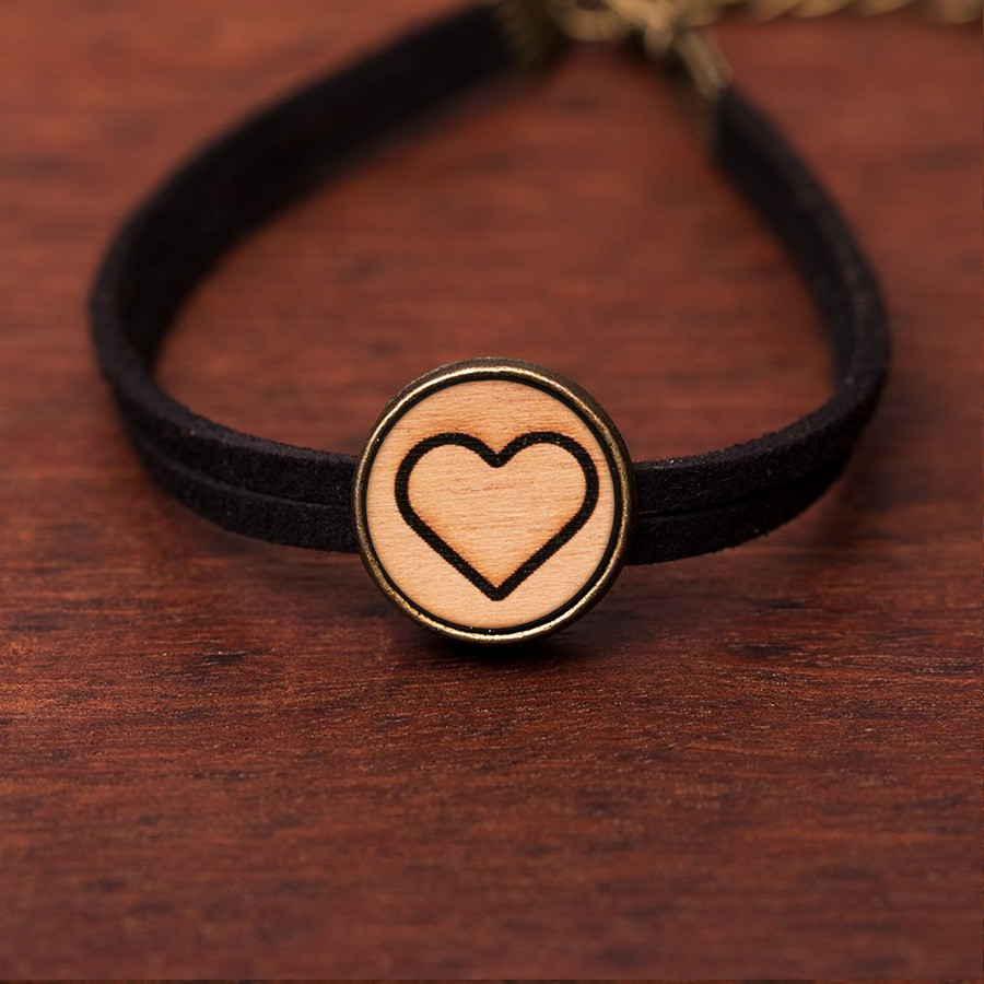Herz Armkette Holzschmuck aus Naturholz