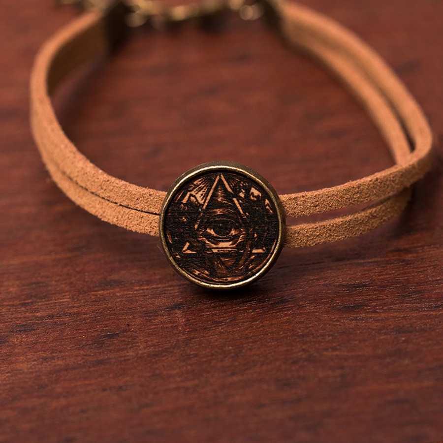 Allsehendes Auge Armkette Holzschmuck aus Naturholz