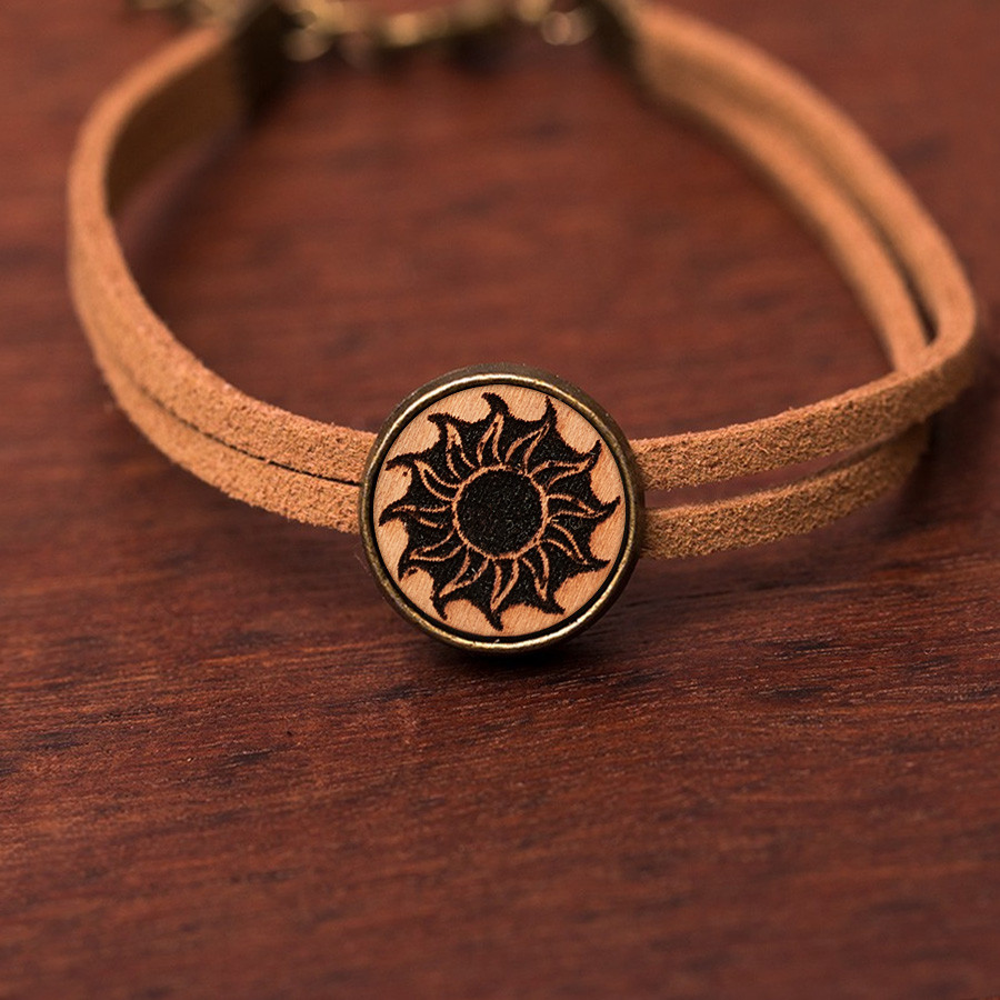 Sonne Armkette Holzschmuck aus Naturholz