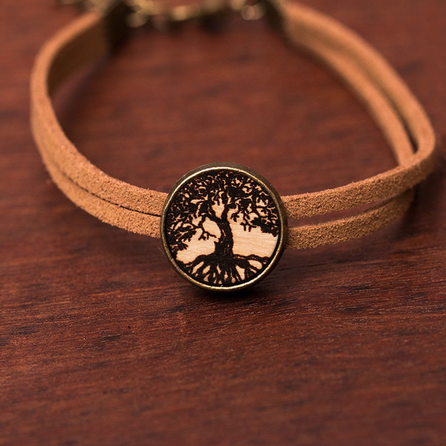 Baum des Lebens 2 Armkette Holzschmuck aus Naturholz