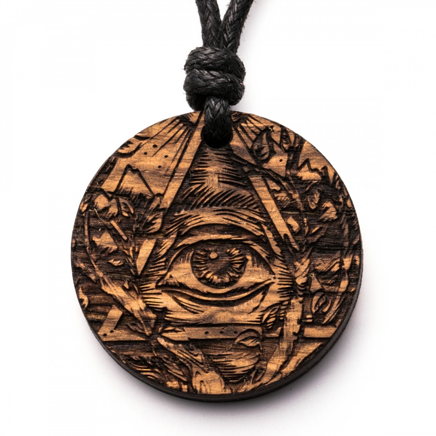 Allsehendes Auge Kette Holzschmuck aus Naturholz