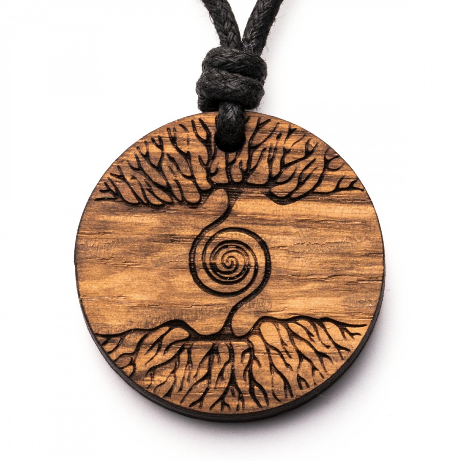 Baum Spirale Kette Holzschmuck aus Naturholz