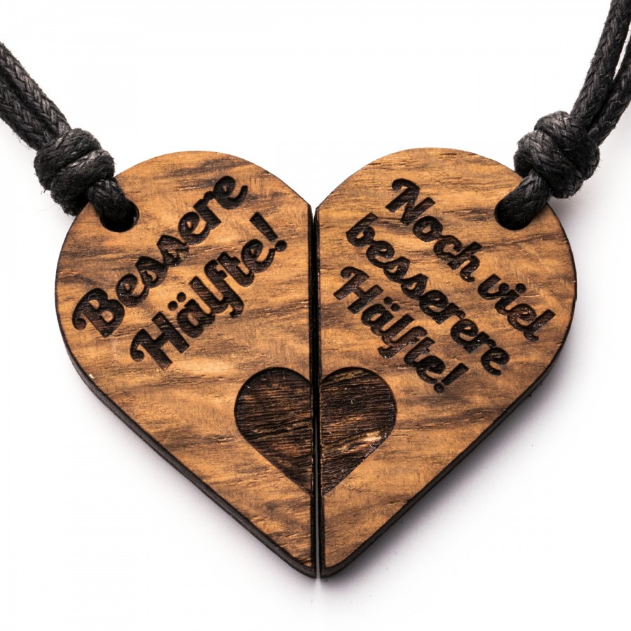 Bessere Hälfte Kette Holzschmuck aus Naturholz